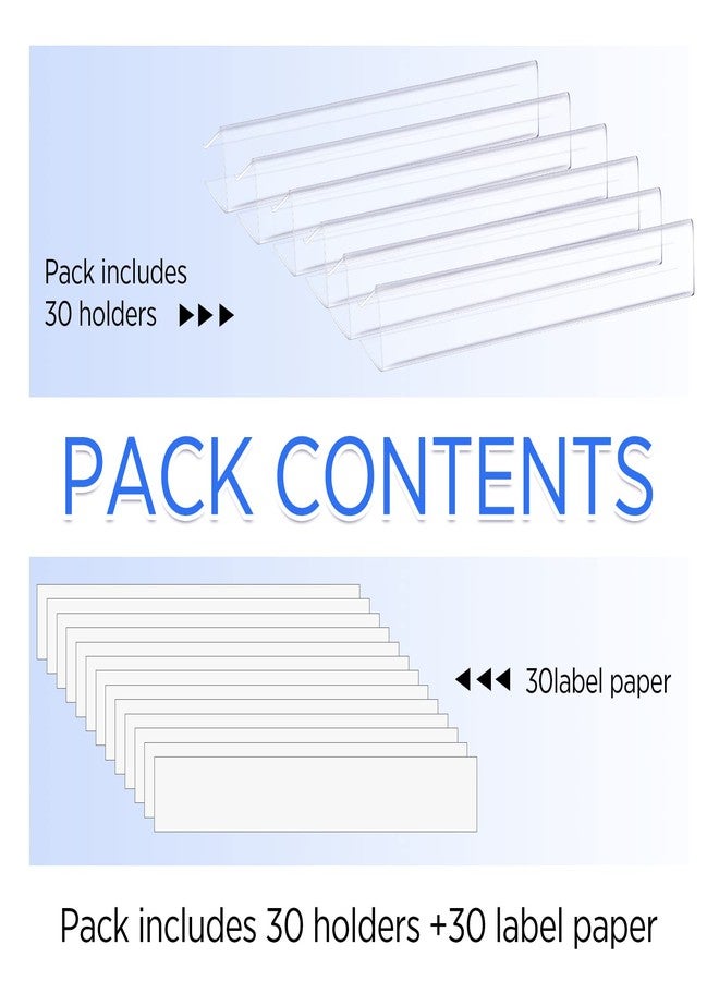 تيلينغ حامل ملصقات أرفف من تيلينج، 30 قطعة، بلاستيك شفاف، 0.875 بوصة × 6 بوصة، مشابك خشبية، ملصقات معدنية، حاملات ملصقات للأرفف بسمك 0.75 بوصة، تتضمن حشوات فارغة متطابقة، للمكاتب والمكتبات. - Image 3